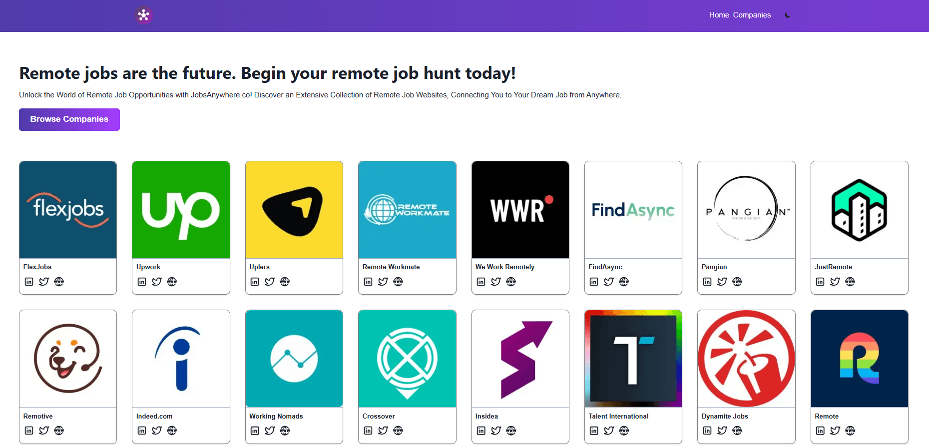 List of companies & website which provides remote jobs